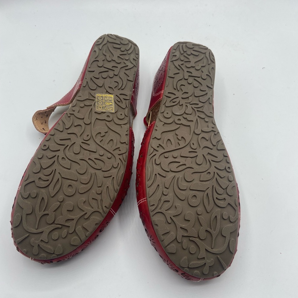 Spring Step Red Mules with Perforated Leather Design - Picture 6 of 15